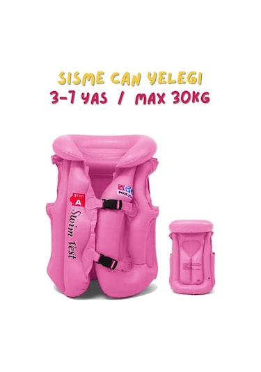 Abc Desen Pembe Çocuklar İçin Havuz Deniz Can Yeleği Pembe