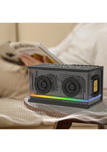 Lenyes S839 Rgb Işıklı Taşınabilir Tws Bluetooth Hoparlör V5.2 Siyah