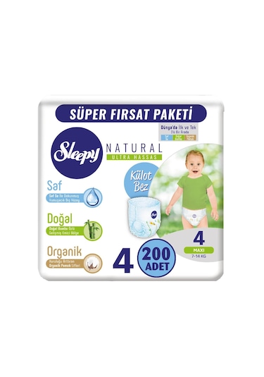Sleepy Natural Külot Bez 4 Numara Maxi 200 Adet