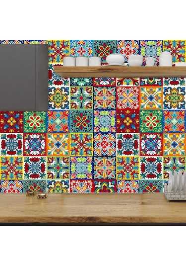 Beyaz & Kırmızı Renkli Desen Seramik Fayans Duvar Etiket Masaları Banyo Mutfak Ev Dekor Duv Su Geçirmez Duvar Sticker Dğ. 56651311 Diğer