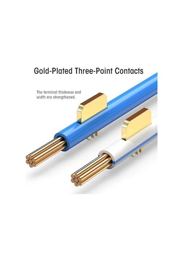 Koodmax - 3u Gold Plated Cat5e Rj45 Konnektörü 8p8c Ethernet Kablo Ucu Konnektör Jack Uç - 100 Adet