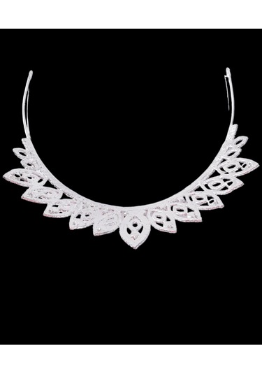 Badem Model Beyaz Kristal Taşlı Gelin Tacı