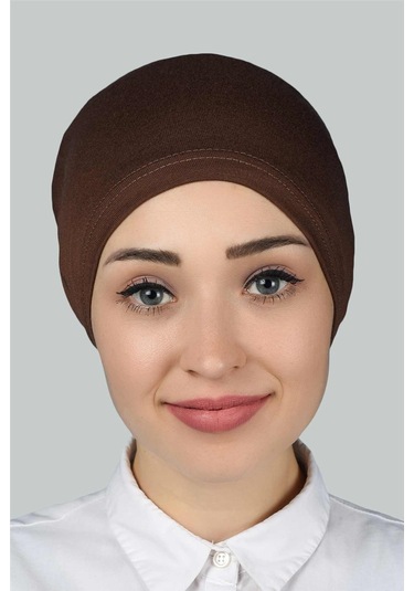 Altobeh Hazır Pratik Geçmeli Lastikli Tesettür Bone - Çikolata