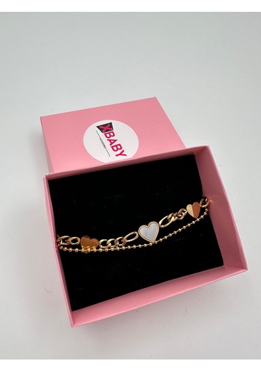 Xbaby Üç Kalp Şekilli Gold Renk İkili Çelik Bileklik Gold