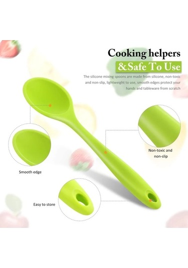 Fortunelane 4'lü Renkli Isıya Dayanıklı Silikon Karıştırma Kaşığı Seti - Mutfak Pişirme Gereci Çok Renkli