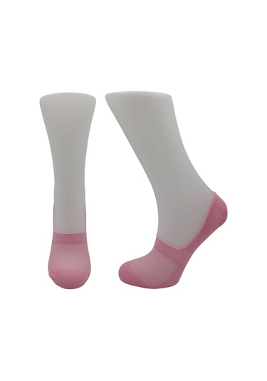 Kadın Babet Çok Renkli Çorap Pamuklu Görünmez Kaydırmaz Topuk Silikonlu 6'lı Paket Pirinç Örgü Çok Renkli