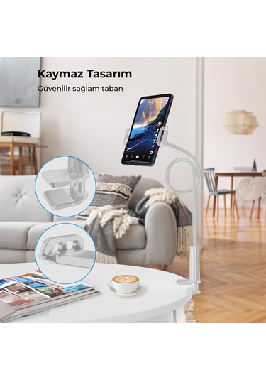 Juo 90 Cm Akrobat Esnek Tablet Ve Telefon Tutucu Stand Beyaz