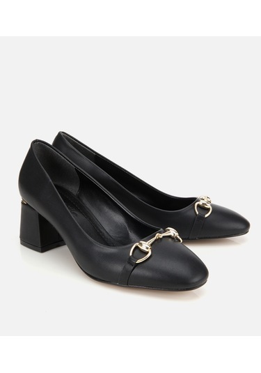 Hotiç Kadın Siyah Gold Tokalı Kalın Topuklu Ayakkabı 01ayh314840a100 01ayh314840a100 Siyah