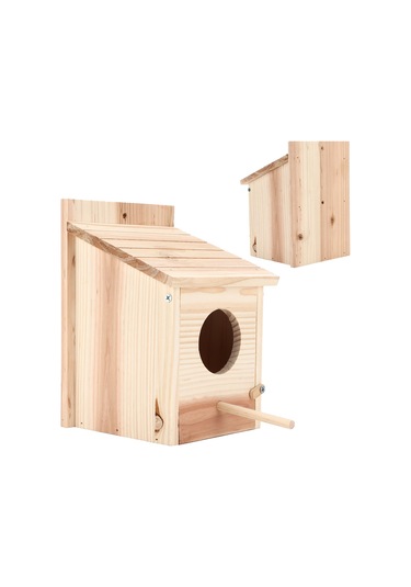 Ruicoo Doğal Odun Kuş Yuvası, Yağmurlardan Koruma, Kolay Kurulum, Kuşların Konforlu Ve Güvenli Yuva Alanı Sağlar