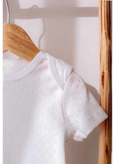 Lilabio %100 Organik Pamuk 3'lü Jakarlı Kısa Kollu Bebek Body Seti Çok Renkli