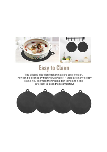 5 Paket Elektrikli İndüksiyonlu Ocak Koruyucu Mat Kaymaz Mat, Siyah Siyah