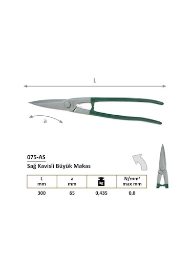 075-as Sağ Kavisli Olukçu Makas
