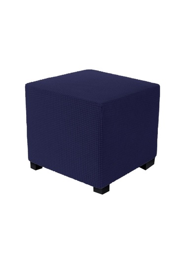 Lacivert Jakarlı Dayanıklı Kare Streç Ayak Dayama Tabure Mobilya Koruyucu Dikdörtgen Tezgah  S
