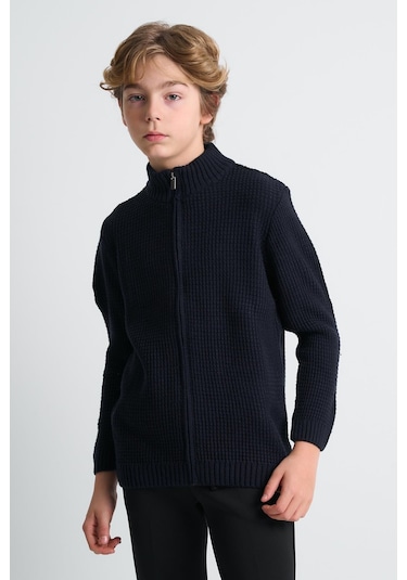 Alexandergardı Fermuarlı Dik Yaka Hırka Lacivert