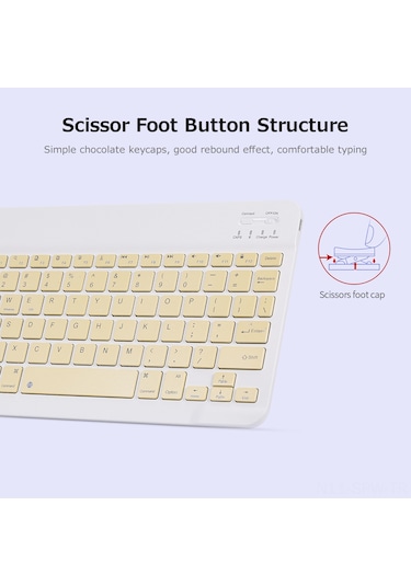 Maiyame 10 İnç Taşınabilir Bt Klavye Seti, 78 Tuş, Şarj Edilebilir, 3 Kademeli Dpı Ayarlı, Geniş Uyumluluk, Beyaz Diğer