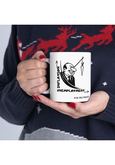 Enflasyon Ve İşsizlik Eğrisi Kupa A.w. Bill Tasarımlı Mizah Ve Ekonomi Hediyesi Beyaz