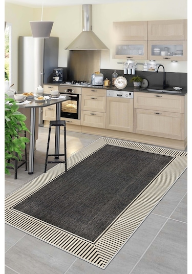 West Home Makinede Yıkanabilir Kaymaz Taban Leke Tutmaz Salon Halısı Mutfak Halısı Balkon Halısı Ve Yolluk Wh 592 Black