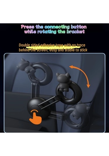 Gateesat Siyah Dodo Köpek Araç Telefon Tutucu Manyetik Navigasyon Standı Ayarlanabilir