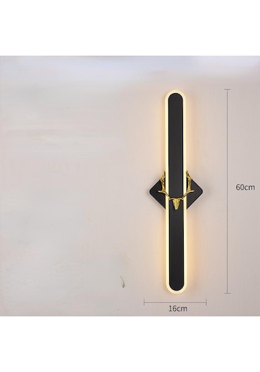 Altın İskandinav Modern Minimalist Oturma Odası Arka Plan Duvar Dekoratif Lamba Merdiven Otel Koridor Geyik Kafası Duvar Lambası 60cm Altın
