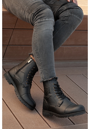 D460 Soğuk Geçirmez Kışlık Fermuarlı Unisex Bot Kauçuk Taban Sağlam Garantili Ürün Siyah