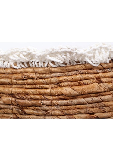 Trabzon 37x40x48 Cm. Doğal Abaka El Yapımı Sepet L - Bej