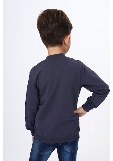 Toontoy Erkek Çocuk Nakışlı Hırka Füme