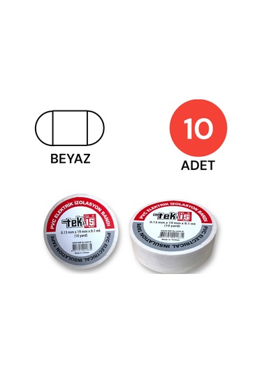 Tek-iş Izole Bant Elektrik Bandı Beyaz 10 Adet