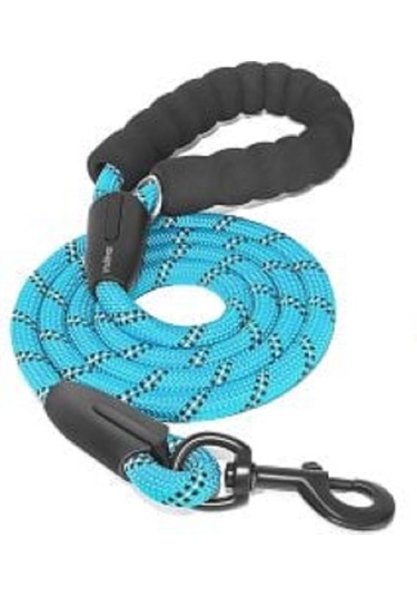 Çizgili Halat Köpek Gezdirme Tasması Mavi Mavi