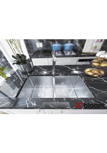 Bloom Loft 2 Gözlü Paslanmaz Çelik Eviye 34 / 34 x 70 CM