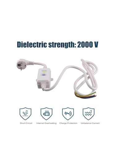 Xurunkeji Fı Sigorta Prizi, Kaçak Akım Sigorta Fişi, Kablolu, Kişisel Koruma Adaptörü, Ab Fişi, Beyaz