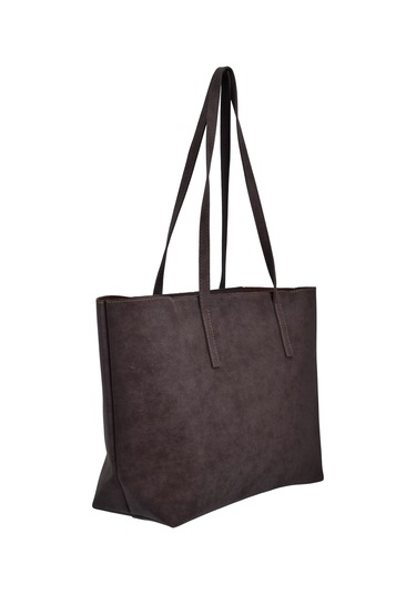 Kadın Büyük Boy Süet El Ve Omuz Çantası - Acı Kahve Acı Kahverengi