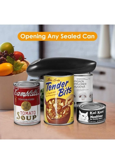 Wezone Ev Elektrikli Kutu Açıcı: Otomatik N Tipi Cam Kutu Ve Konserve Açıcı, Evde Kolay Kullanım, Pratik Ev Gereci Siyah