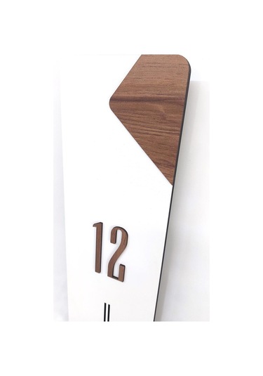 Cajuart Modern Uzun Ahşap Beyaz Düz Çizgili Sarkaçlı Duvar Saati