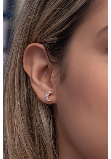 Nereze 925 Ayar Gümüş Minik Ay Yıldız Model Küpe