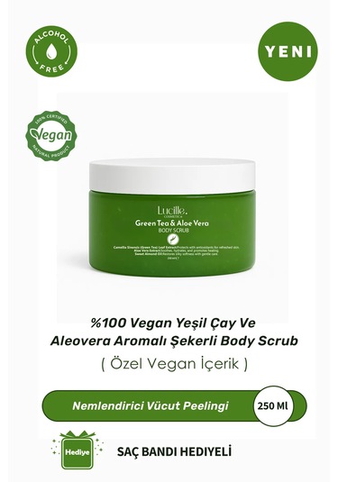 Lucille %100 Vegan Yeşil Çay & Aloe Vera Aromalı Vücut Scrub 25gr