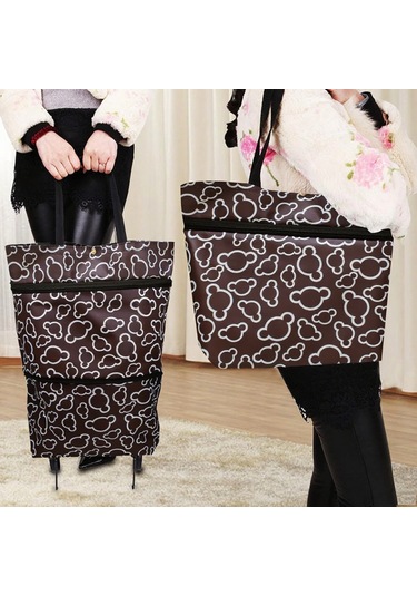 Shineyee Katlanabilir Tekerlekli Alışveriş Sepeti - Genişletilebilir Yeniden Kullanılabilir Alışveriş Çantası