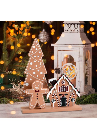 Suntek Yılbaşı Ahşap Masa Dekorasyonu Tatil 19x6x23cm-ağaç