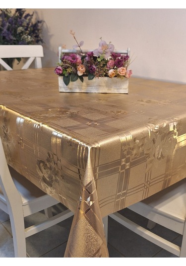 Gold Parlak Silinebilir Masa Örtüsü - Elyaflı Pvc Muşamba Gdl601 Bakır