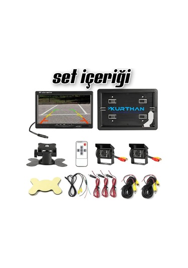 Tarımsal Araç 7 İnç Monitör 2 Adet Kamera Seti 12 24 Volt