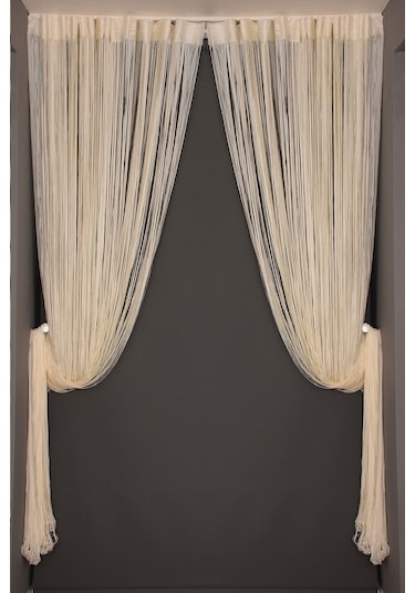 Düz İp Model Krem Renk Hazır İp Perde 300 270 Krem