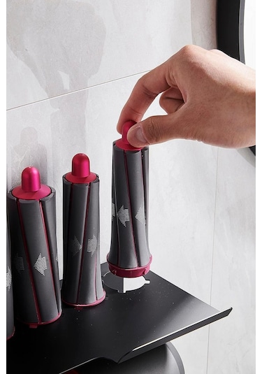 Airwrap Stand - Saç Kurutma Makinesi Askısı - Banyo Rafı Siyah