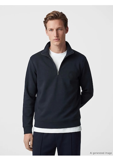 Lc Waikiki Antrasit Fermuarlı Dik Yaka Nakışlı Erkek Sweatshirt