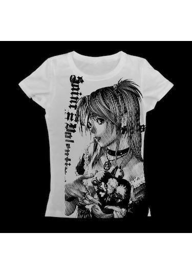 Beyaz Vintage Anime Misa Amane Saint Gotik Y2k Kısa Kollu Crop-17774 Beyaz