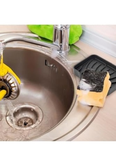 Silikon Mutfak, Banyo Su Giderli Vantuzlu Esnek Sabunluk Turkuaz Renk Siyah