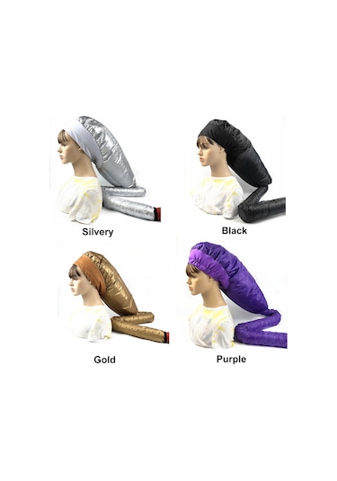 Hangfox Gümüş Renkli 70cm Uzun Borulu Saç Kurutma Şapka - Saçları Hasar Vermeden Uzun Saçlar İçin Fönlü Bakım Kaski