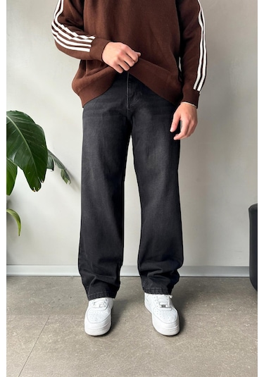 Flaw Premium Wash Baggy Jean Siyah Siyah