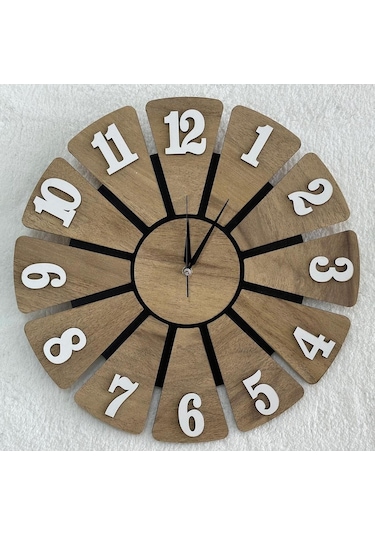 Ümra Lazer Yeşil Dekoratif Ahşap Duvar Saati 40 Cm Sessız Akar Mekanizma Geometrik 40 Cm Yuvarlak Reçine Ahşap