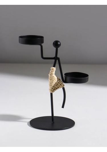 Simalend Mum İçin Metal Figürlü Şamdan 458077851 Siyah