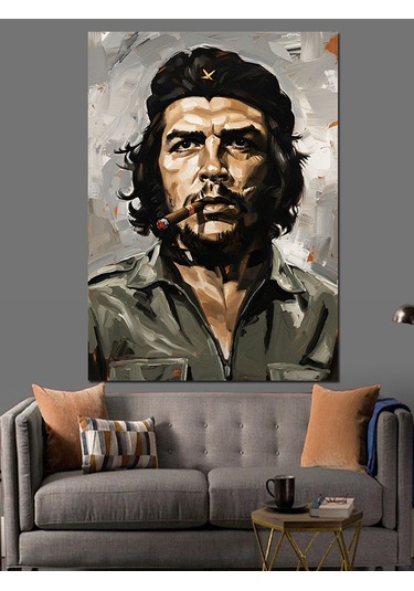 Savaşçı Che Guevara Portre Dekoratif Kanvas - Mdf Ahşap Tablo