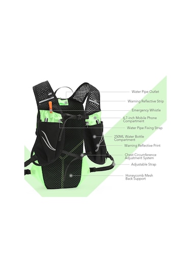 Inoxto-5l Hidrasyon Yelek Sırt Çantası 1.5l Su Torbası Bölmeli Gri